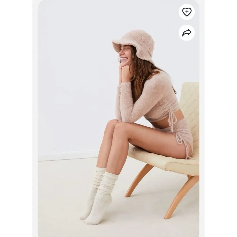 For Love & Lemons Faux Mohair Long Sleeve Sweater Oatmeal S‎ $169